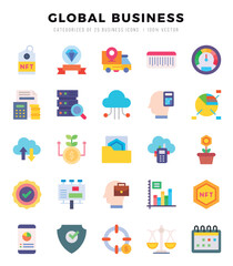Set of Global Business Icons Flat icons collection.