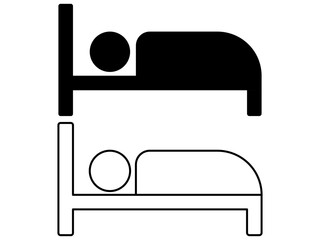 bed icon, hotel sign, vector illustration isolated on white