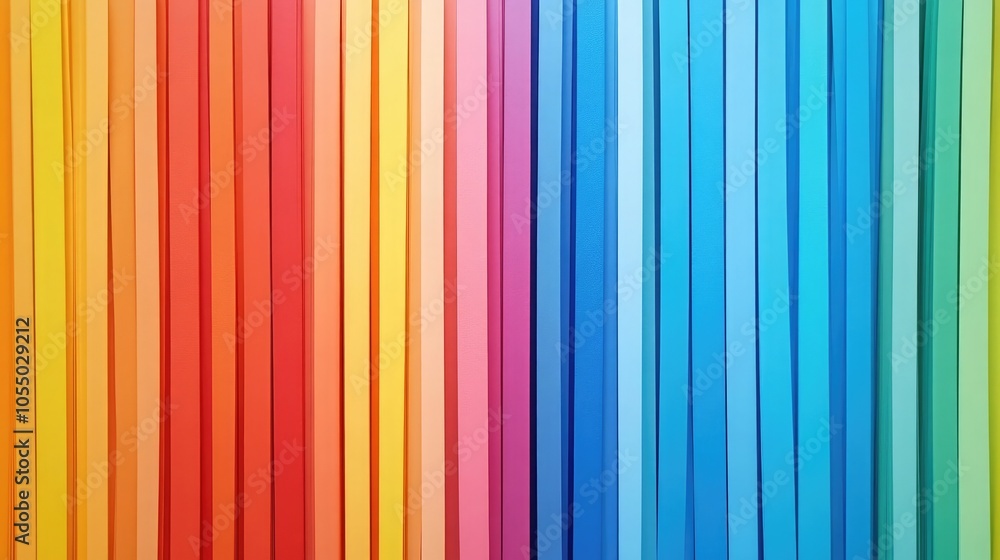 Aufkleber top view of rainbow-colored stationery arranged in a neat pattern isolated on white background