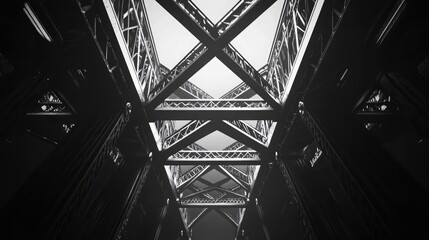 Fototapeta premium Vector illustration of a metal truss structure with realistic textures, ideal for engineering and construction visuals