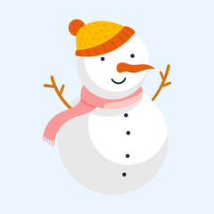 Hand drawn Cute snowman christmas on blue