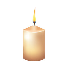 Realistic christmas candle illustration on white