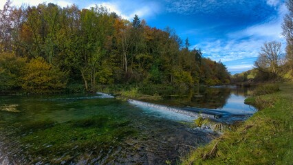 Tranquil River and Autumn Landscape