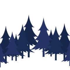 Obraz premium Pine trees silhouette illustration on white