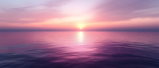 Obraz premium A serene sunset over a calm ocean, with vibrant hues of pink and purple reflecting on the water, creating a tranquil and picturesque seaside atmosphere.