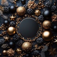 Black friday sale background with christmas elements. Black friday poster usable for banner, web, header and flyer, design with festive decorations stars and snowflakes.Christmas and new year shopping