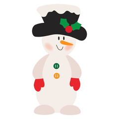 Vintage snowman  vector cartoon flat style illustration