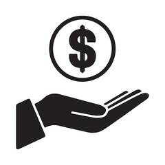 save money icon, salary money, invest finance, hand holding dollar, line symbols on white background - editable stroke vector illustration eps10, save money icon, salary icon, finance icon