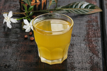 Homemade Kombucha drink in the glass