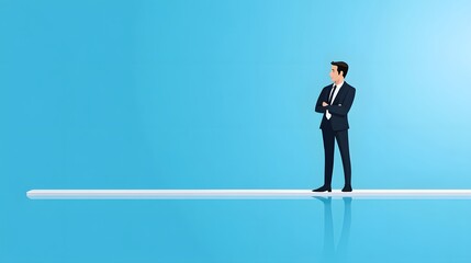 Confident professional standing on balance beam