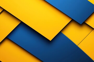 Abstract geometric pattern of overlapping yellow and blue rectangles with subtle shadows.