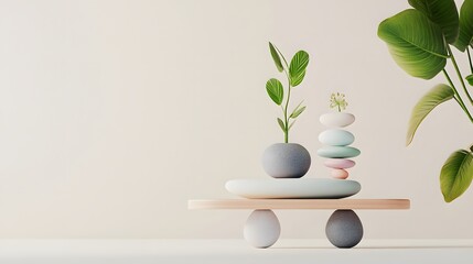 Serene balance of nature with minimalist design elements