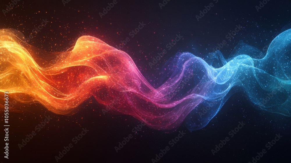 Aufkleber colorful abstract waves of light flowing gracefully across a dark background in a mesmerizing displa