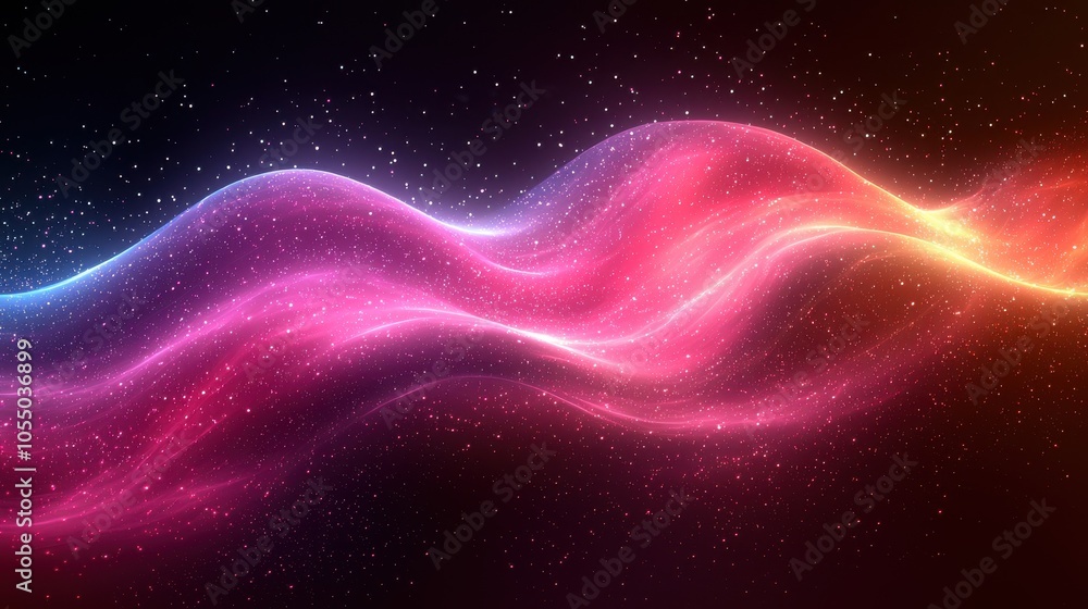 Poster vibrant waves of colorful light swirl against a dark starry backdrop, creating a mesmerizing visual 