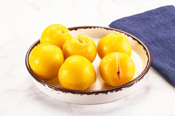 Ripe sweet and juicy Yellow Plums
