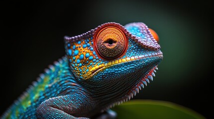 Obraz premium A vibrant chameleon with striking colors and unique features.