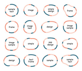 ゆるいフレームのセット　枠　背景　飾り　装飾　タイトル　かわいい　シンプル　柔らか　素材　曲線