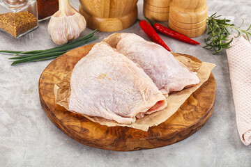 Raw chicken thigh for cooking
