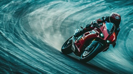 Naklejka premium Motorcycle racer on a racing track