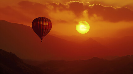 Obraz premium Silhouette of Hot air balloon