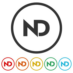 Obraz premium Initial Letter ND Logo Design. Set icons in color circle buttons