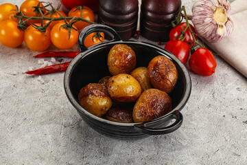 Baked baby potato in the bowl