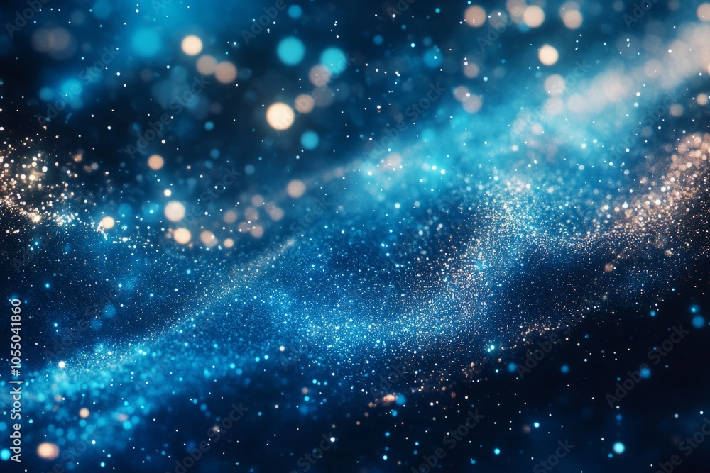 Wall mural a mesmerizing blend of shimmering blue and sparkling lights creates a galactic scene. the swirling p
