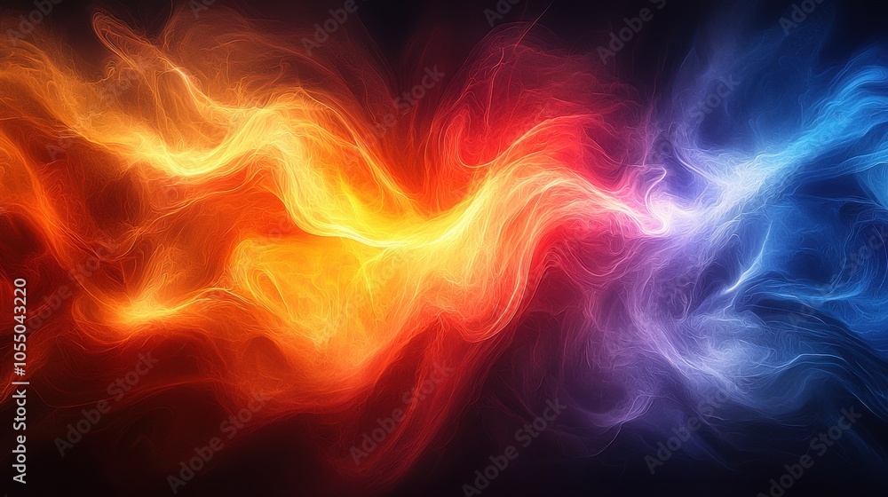 Poster a dynamic blend of vibrant colors creates a mesmerizing visual display in a swirling pattern resembl