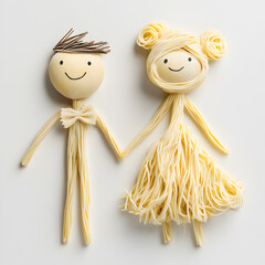 Fun Spaghetti People - Bride and Groom Posed as Pasta Art
