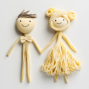Fun Spaghetti People - Bride and Groom Posed as Pasta Art