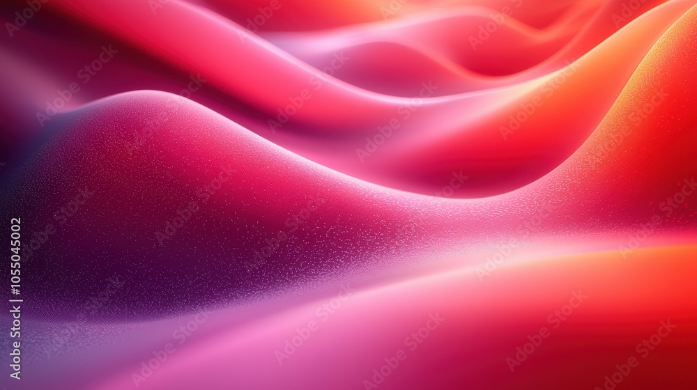 Poster colorful, flowing patterns creating a dynamic visual display in a vibrant abstract design at dusk