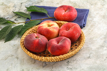 Ripe sweet and juicy Flat peach