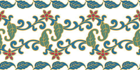 Vector seamless floral ethnic frieze series. Wedding background, page decorations, fabric, carpet and scarf pattern. Floral ornamental motifs in Eastern style.