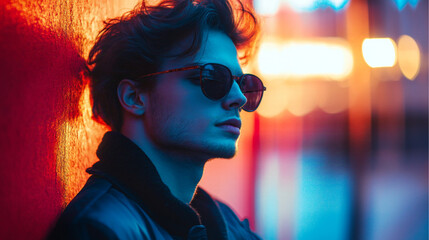 A cool and shy young man, Bright scenery, Urban 