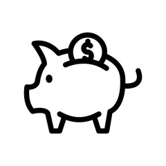 piggy save money outline style