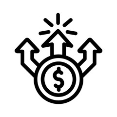 money arrow growth outline style