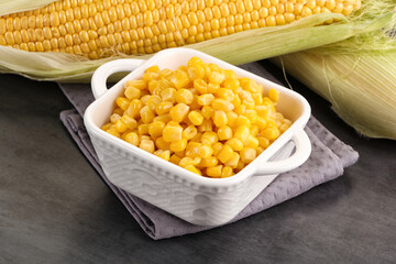 Canned sweet young corn grain