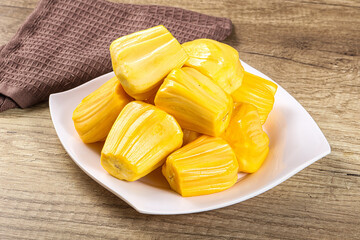 Raw ripe yellow jackfruit segment
