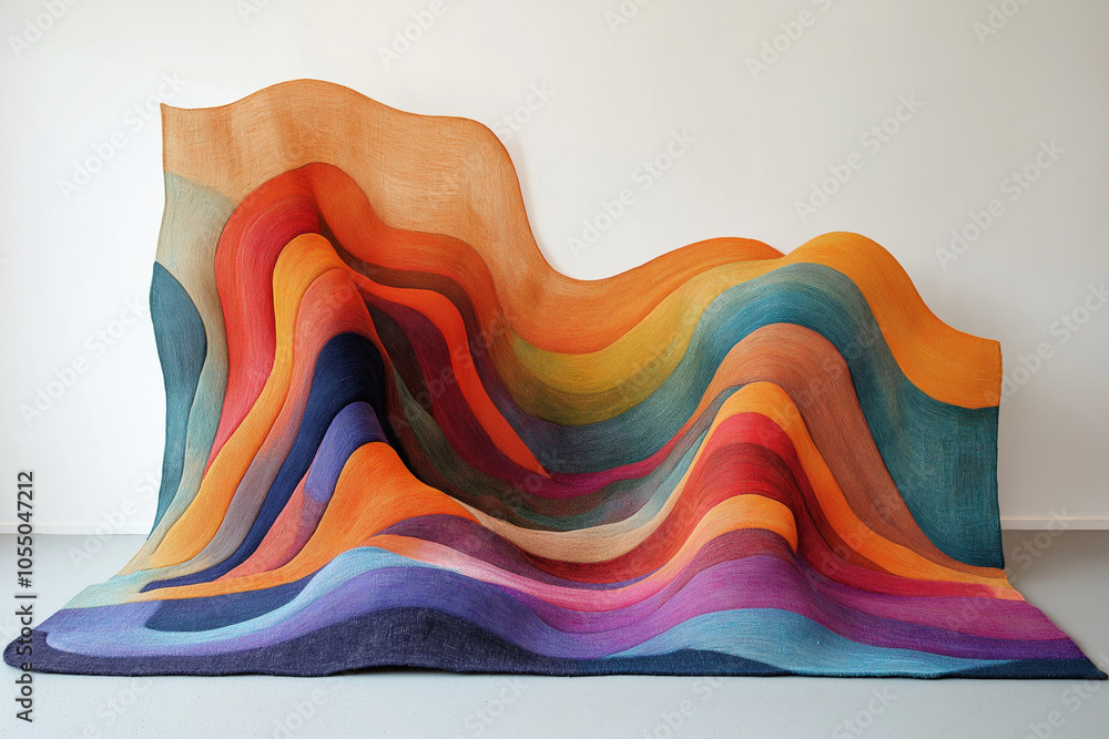 Poster multicolored lined fabric in the shape of dynamic