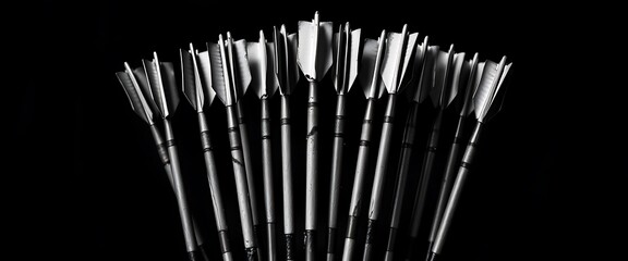 Arrows clustered in black and white focus