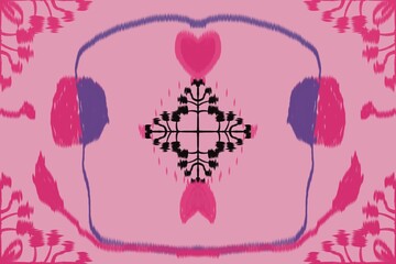 Indian pink motif ikat design print for trendy aesthetic background.Organic brush stroke, ink texture. Simple design for wallpaper, textile, wrapping, packing, fabric, branding, decoration.
