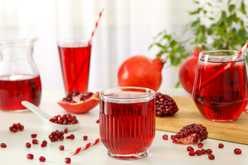 Pomegranate juice, tasty and delicious beverage, fresh drink