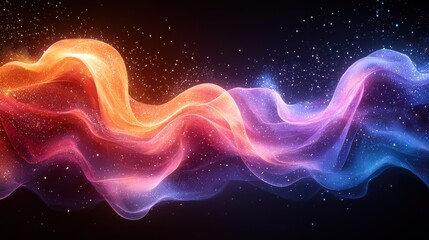 Obraz premium Colorful abstract wave pattern with vivid hues and sparkling effects set against a dark background