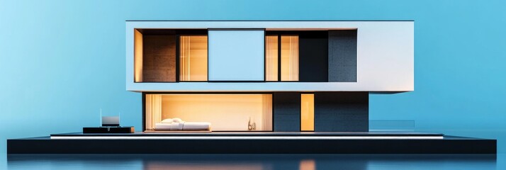 Stunning Modern House with Pool at Night