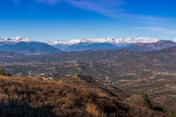 Here’s the winter landscape of the Pyrenees mountains, showcasing the snow-capped peaks and winding mountain trails. I hope you like it