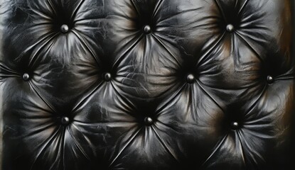 Naklejka premium Elegant Black Leather Upholstery Detail