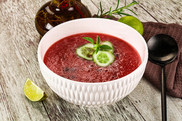 Sweet watermelon gazpacho with cucmber