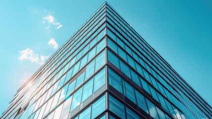 building in the modern city. Sustainable glass office building