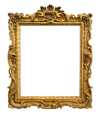 Antique bronze frame in Baroque style with floral details. Frame in shape of vertical rectangle