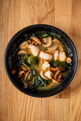 wild mushrooms soup on the table
